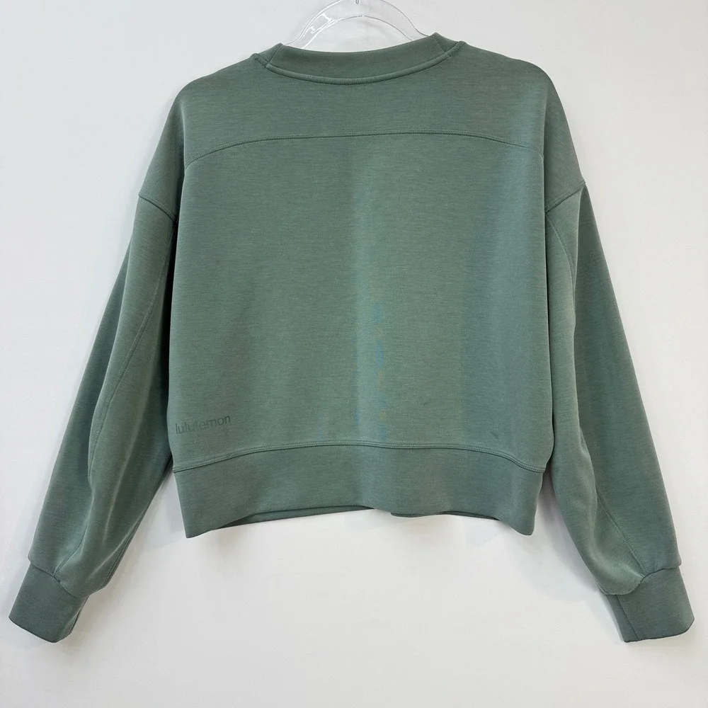Lululemon Perfectly Oversized Cropped Crew Softtreme Women Size 6 Green - Picture 4 of 9